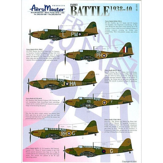 Aeromaster [AM48-495] Fairey Battle 1938-40, 1/48