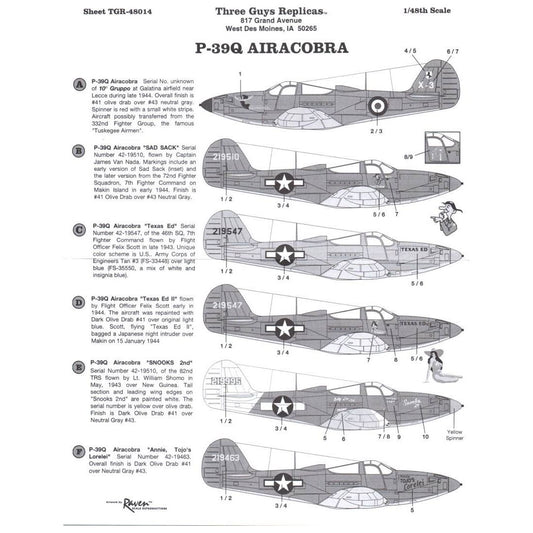 Three Guys Replicas [TGR48014] P-39Q Airacobra, 1/48