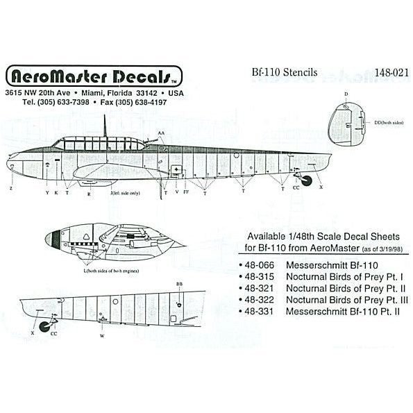 Aeromaster [AM148-021] Bf-110, stencils, 1/48