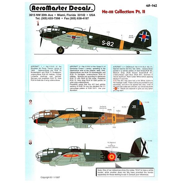 Aeromaster [AM48-142] He-111 Collection, Part II, 1/48