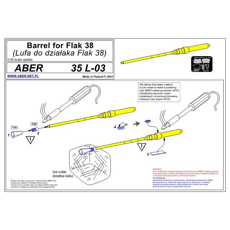 Aber [35L003] 20mm Flak 38 barrel, 1/35