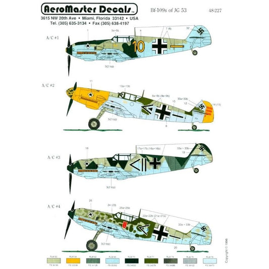 Aeromaster [AM48-227] Bf-109's of JG53, 1/48