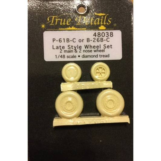 True Details [48038] P-61B-C Black Widow or B-26B-C Invader late style wheel set, 1/48