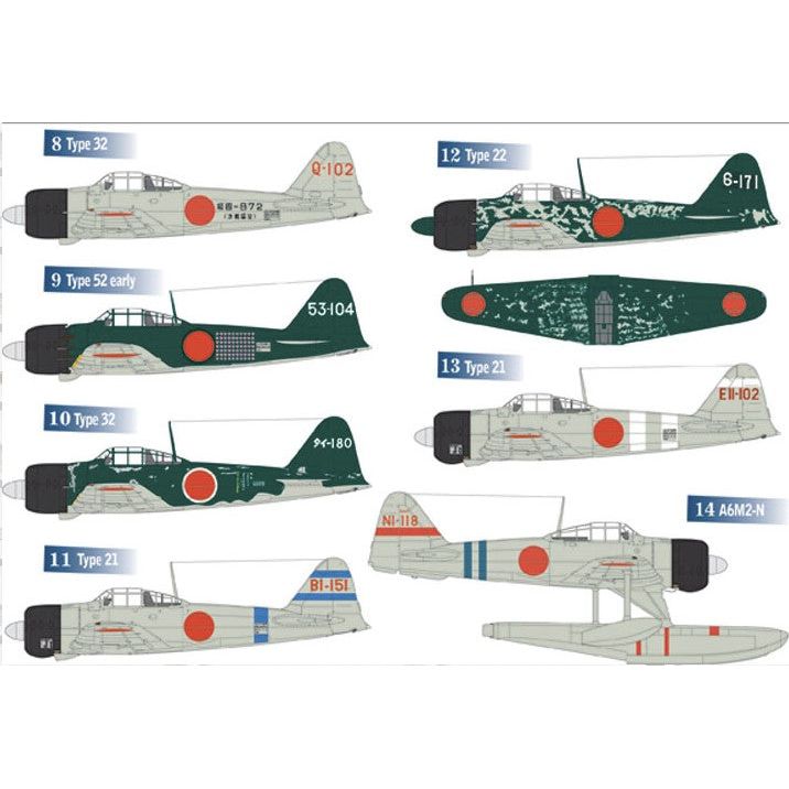 Lifelike [LL48-061] Mitsubishi A6M Zero Fighters, Part 1, 1/48 ↨