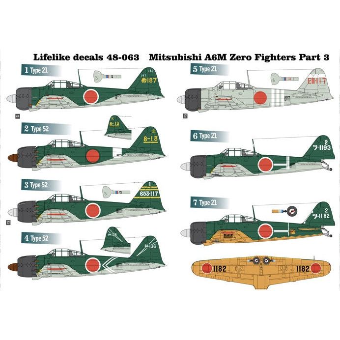 Lifelike [LL48-063] Mitsubishi A6M Zero Fighters, Part 3, 1/48 ↨