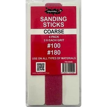 Icky Sticky [610608] Sanding Sticks - Coarse (6pk) - 3ea #100 & #180 grit