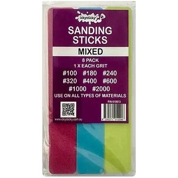 Icky Sticky [610613] Sanding Sticks - Mixed (8pk) - 1ea #100, #180, #240, #320, #400, #600, #1000 & #2000 grit