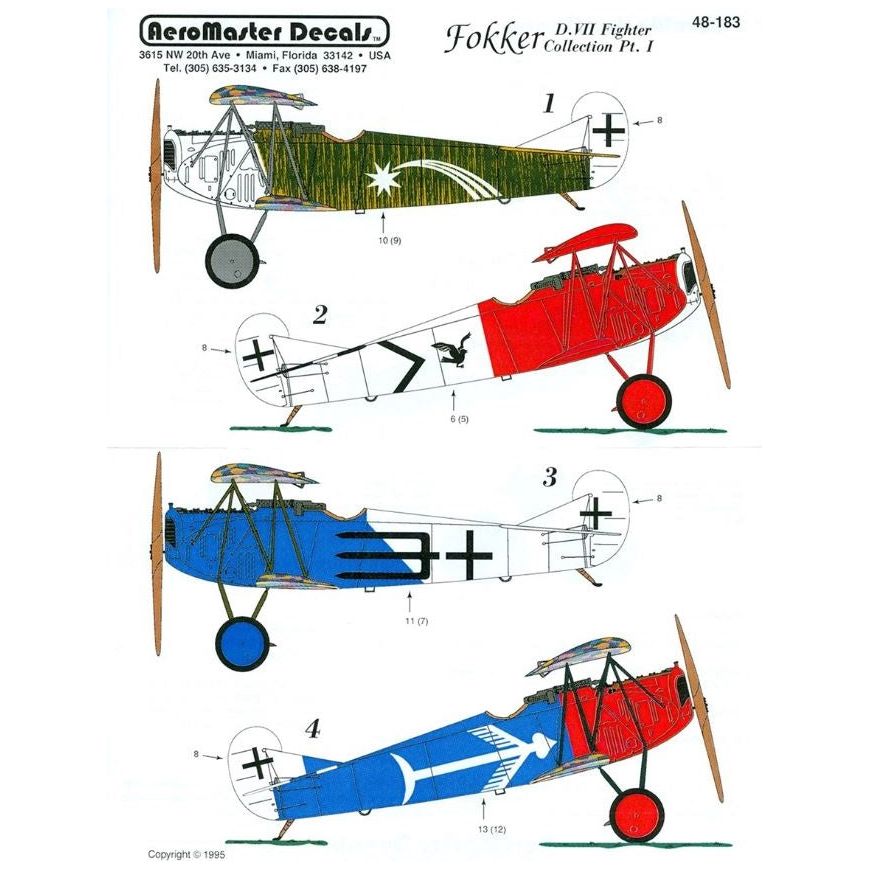 Aeromaster [AM48-183] Fokker D.VII Fighter collection - part 1, 1/48 ...