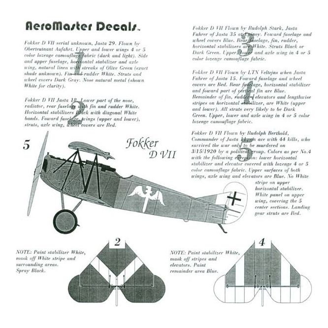 Aeromaster [AM48-183] Fokker D.VII Fighter collection - part 1, 1/48