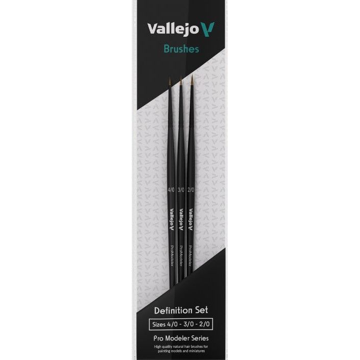 Vallejo [AVB01990] Pro Modeler Definition paint brush SET - Natural Hair - Round (#0000, #000 & #00)