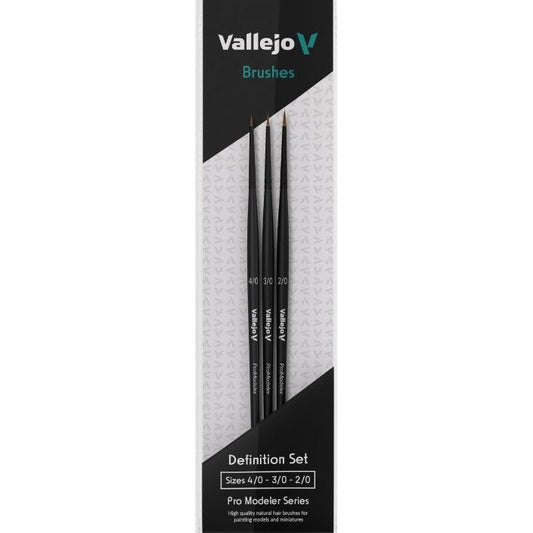 Vallejo [AVB01990] Pro Modeler Definition paint brush SET - Natural Hair - Round (#0000, #000 & #00)