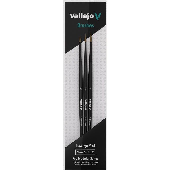 Vallejo [AVB01991] Pro Modeler Design paint brush SET- Natural Hair - Round (#0, #1 & #2)