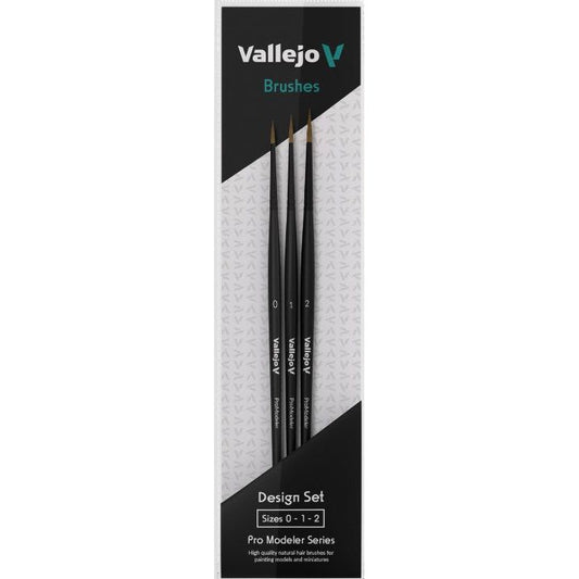 Vallejo [AVB01991] Pro Modeler Design paint brush SET- Natural Hair - Round (#0, #1 & #2)