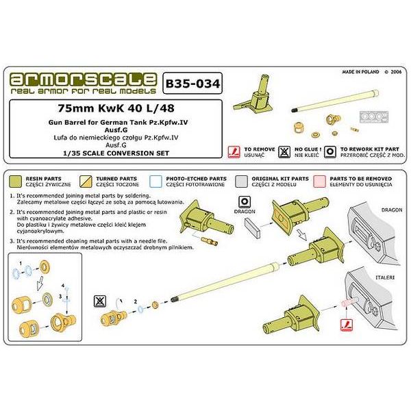 Armorscale [B35-034] 75mm KwK 40 L/48 for Pz.Kpfw.IV Ausf.G, 1/35