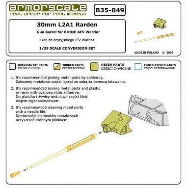 Armorscale [B35-049] 30mm L2A1 Rarden barrel for Warrior AFV/MCV, 1/35