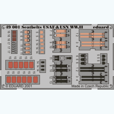 Eduard [49001] Seatbelts (pre-coloured) for USAF & USN WWII aircraft, 1/48