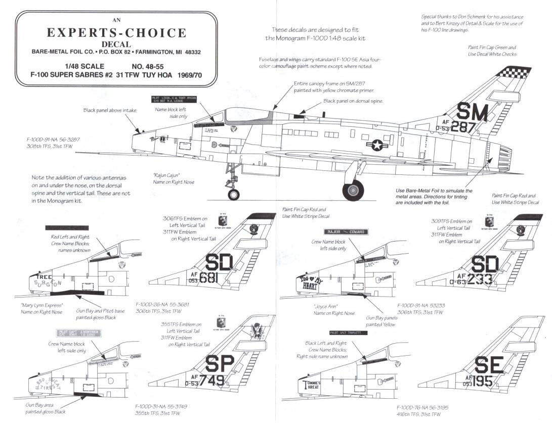 Experts Choice [48-55] F-100 Super Sabres #2: 31 TFW Tuy Hoa 1969/70, 1/48