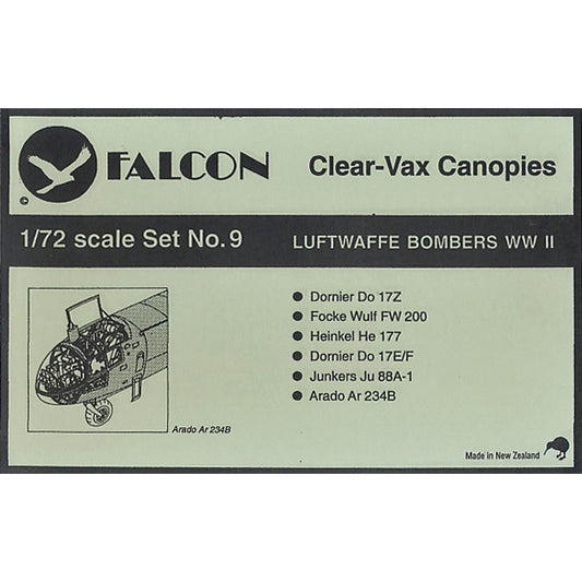 Falcon [Set No. 09] Clear-Vax Canopies Luftwaffe Bombers WWII, 1/72