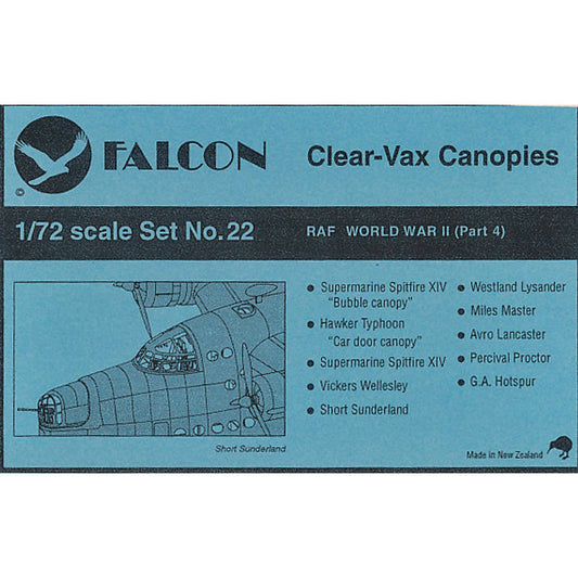Falcon [Set No. 22] Clear-Vax Canopies RAF World War II (Part 4), 1/72