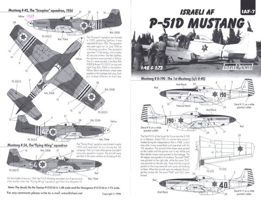 Isra Decal [IAF-7] Israeli AF P-51D Mustang, 1/48