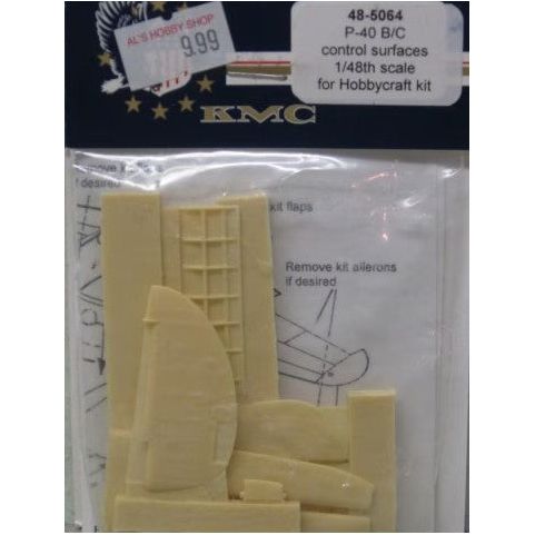 KMC [48-5064] P-40B/C control surfaces, 1/48