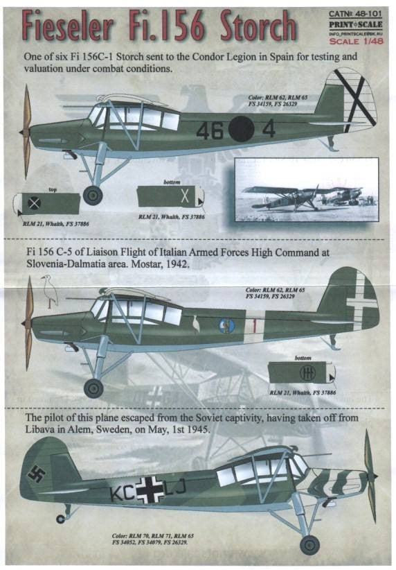 Print Scale [48-101] Fiesler Fi-156 Storch, 1/48