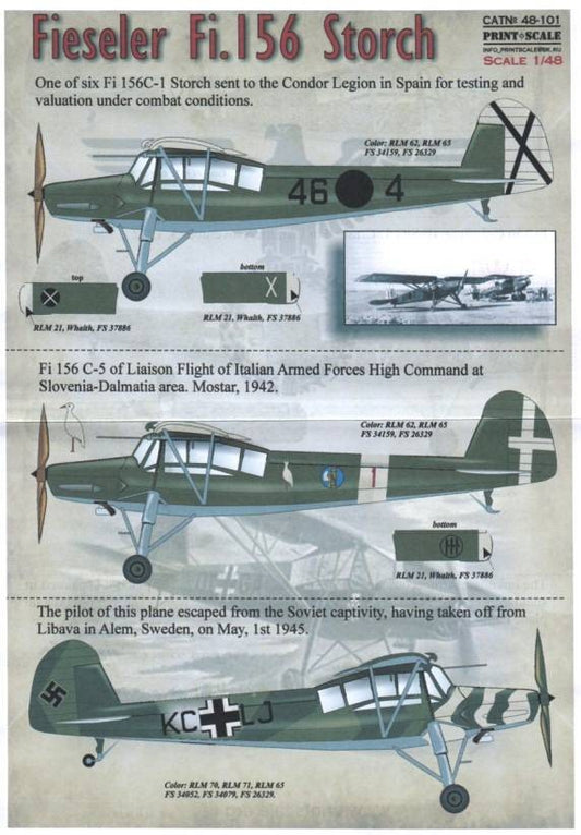 Print Scale [48-101] Fiesler Fi-156 Storch, 1/48