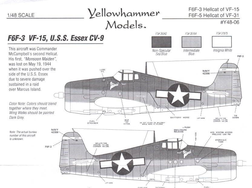 Yellowhammer [YHD48006] Hellcats of VF-15, VF-31, 1/48
