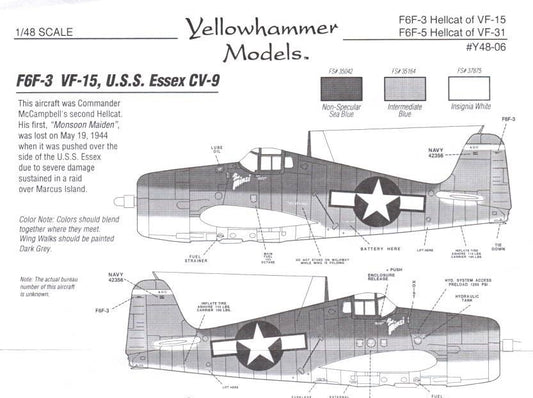 Yellowhammer [YHD48006] Hellcats of VF-15, VF-31, 1/48