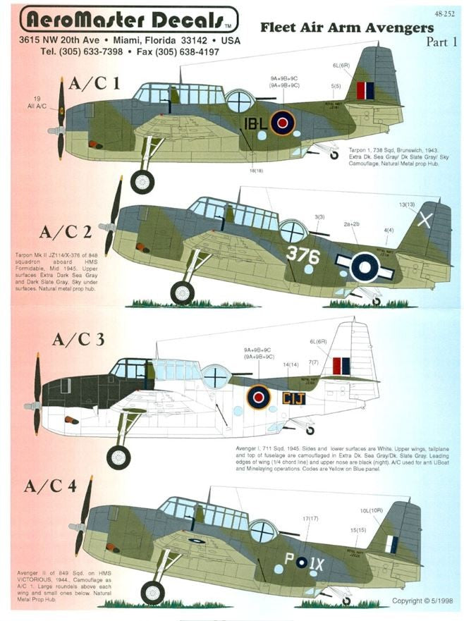Aeromaster [AM48-252] Fleet Air Arm Avengers - part 1, 1/48