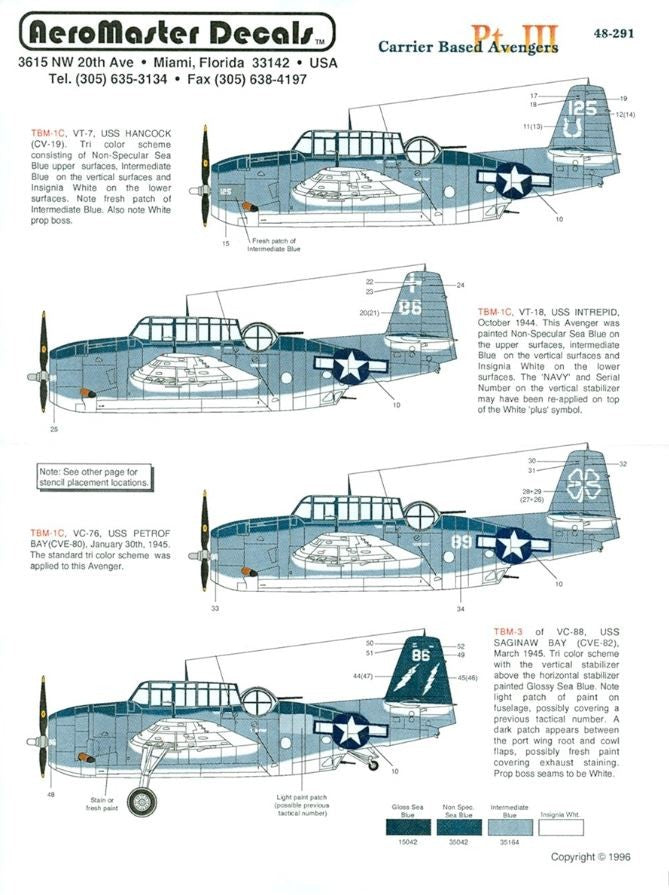 Aeromaster [AM48-291] Carrier Based Avengers - part 3, 1/48