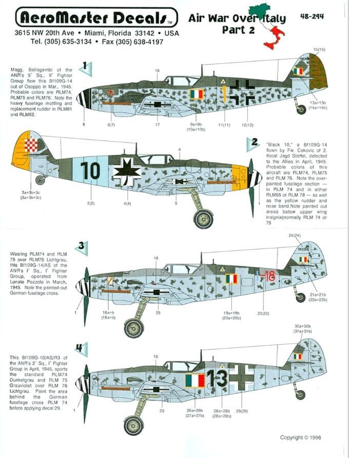 Aeromaster [AM48-294] Air War over Italy - Part 2 (Bf-109G), 1/48