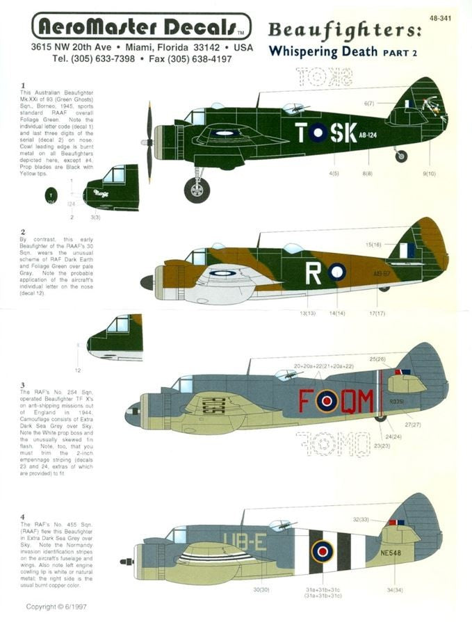 Aeromaster [AM48-341] Beaufighters: Whispering Death - Part 2, 1/48