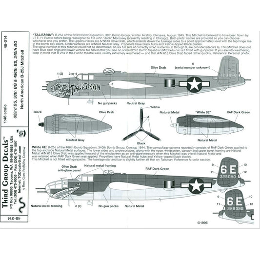 Third Group [48-014] B-25J Mitchells of 38 BG, 823 BS & 340 BG, 486 BS, 1/48