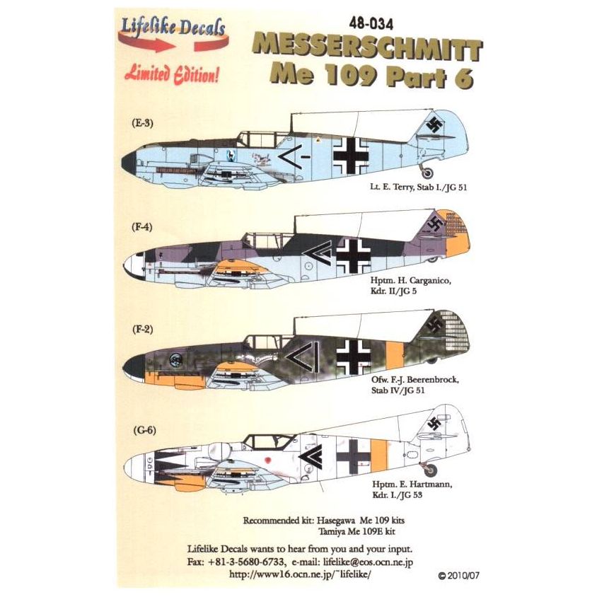 Lifelike [LL48-034] Messerschmitt Bf1-109, part 6, 1/48 ↨