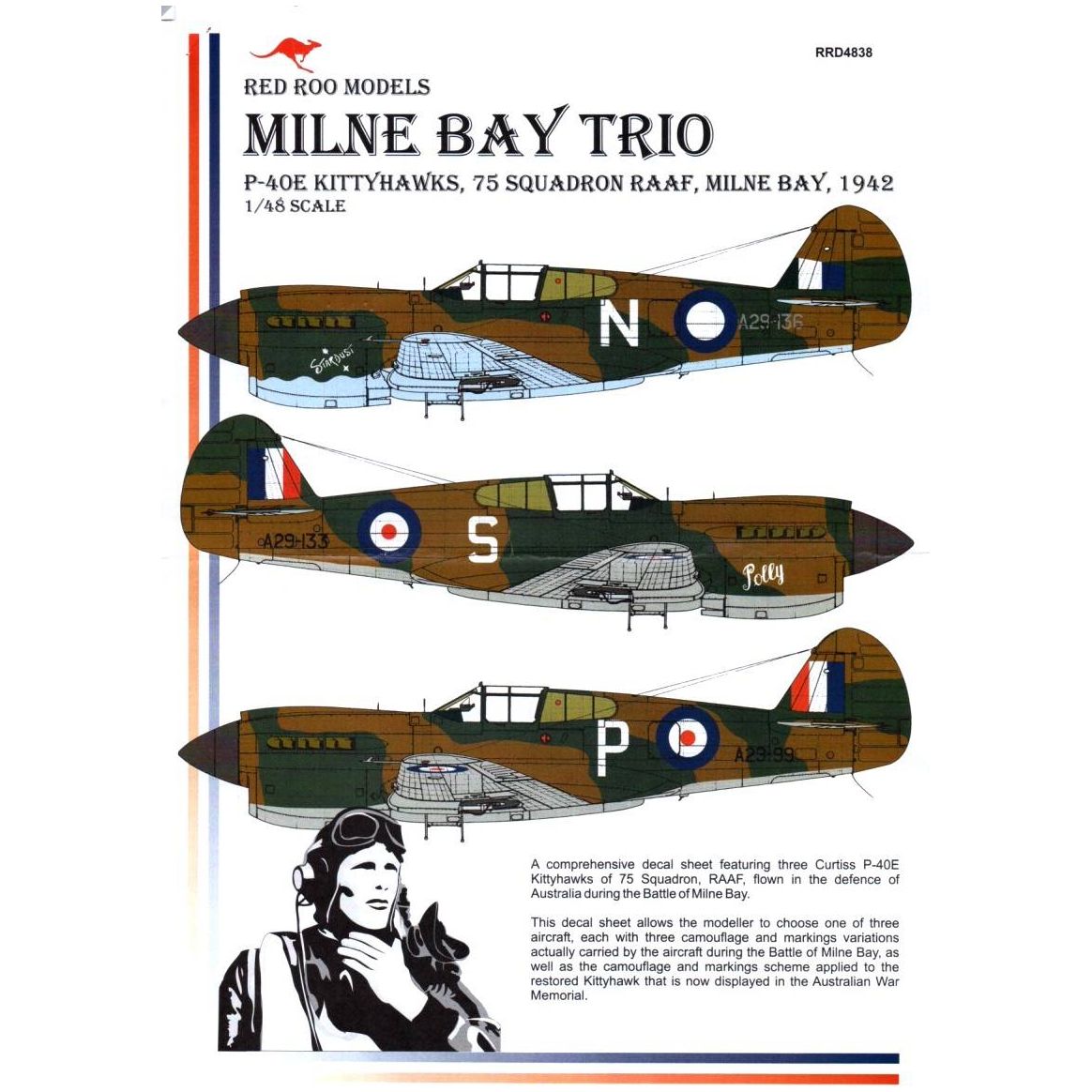 Red Roo [RRD48038] Milne Bay Trio: P-40E Kittyhawks, 75 Sqn RAAF 1942, 1/48