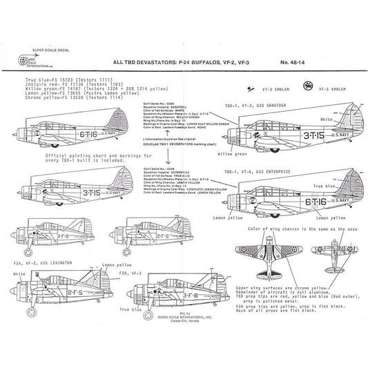 Superscale [MD48-014] TBD Devastator, F2A Buffalo, 1/48