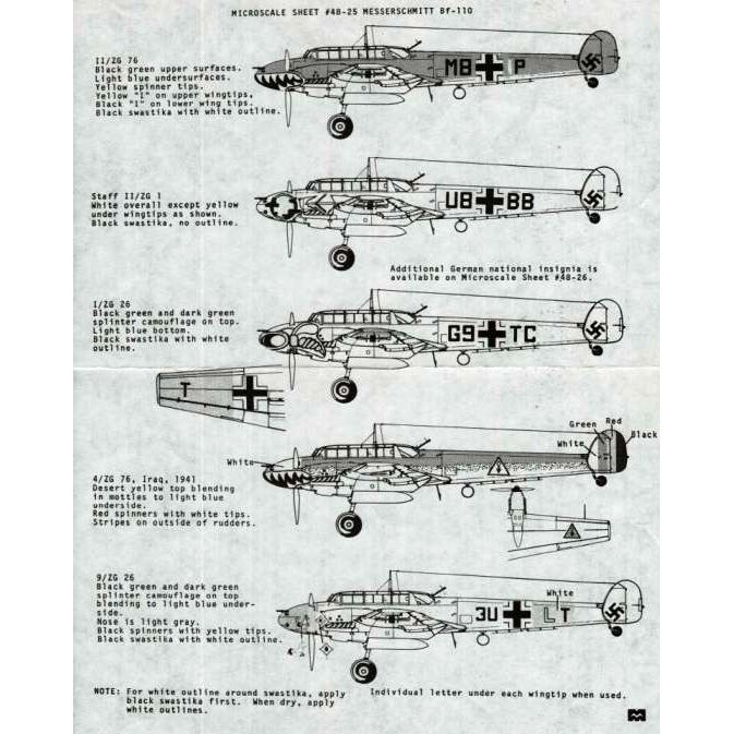 Superscale [MD48-025] Messerschmitt Bf-110C, 1/48