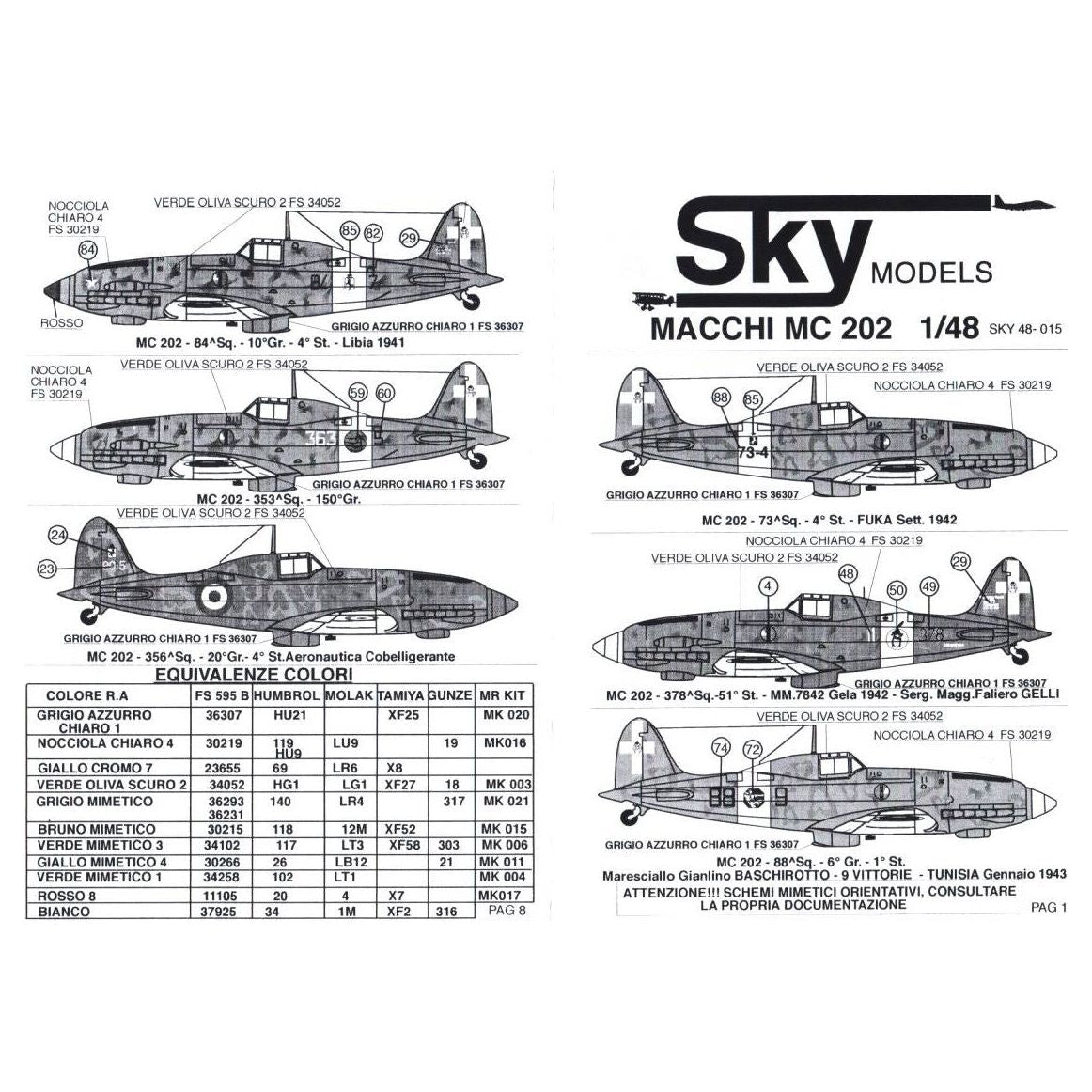 Sky Model [SKY48015] Macchi MC.202, 1/48