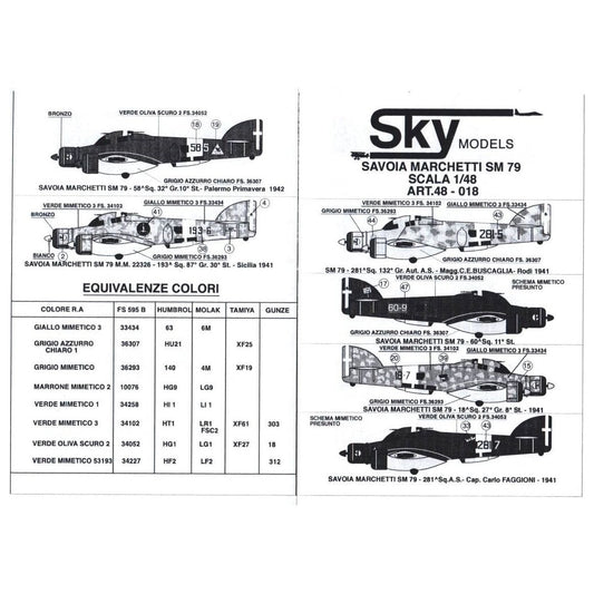 Sky Model [SKY48018] Savoi-Marchetti SM.79, 1/48