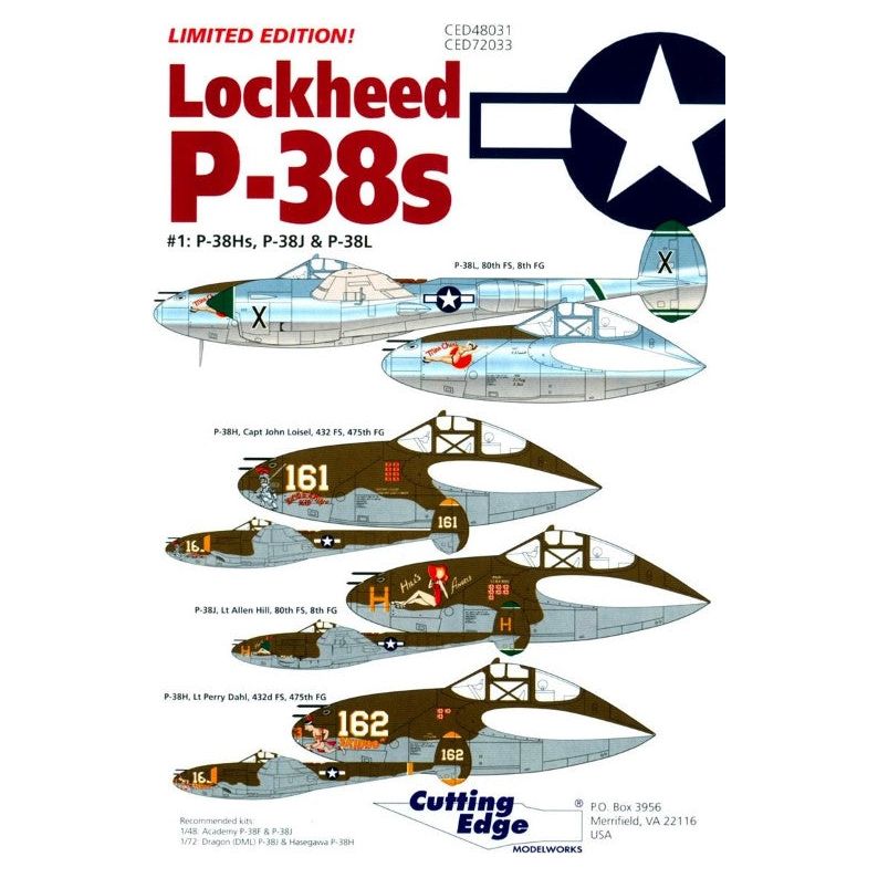 Cutting Edge [CED48031] Lockheed P-38's #1: P-39H; P-38J & P-38L, 1/48