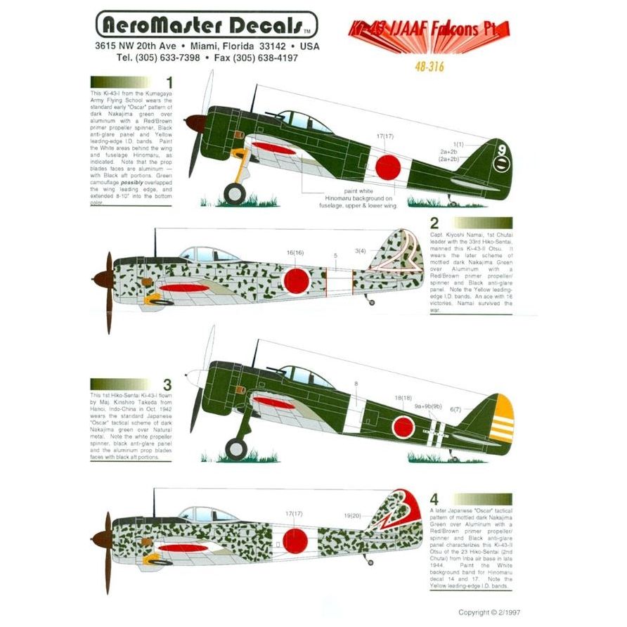 Aeromaster [AM48-316] Ki-43 IJAAF Falcons Pt.1, 1/48