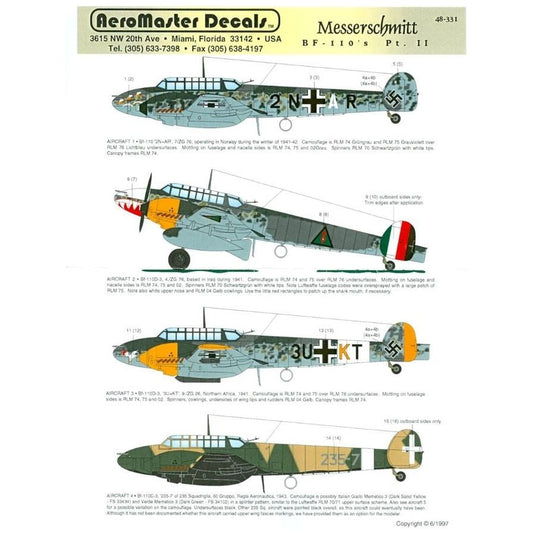 Aeromaster [AM48-331] Messerschmitt Bf-110 - Part 2, 1/48