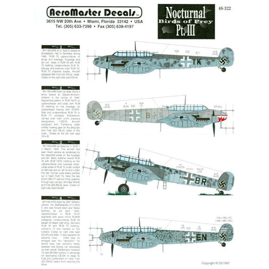 Aeromaster [AM48-322] Nocturnal Birds of Prey - Part 3 Bf-110, 1/48
