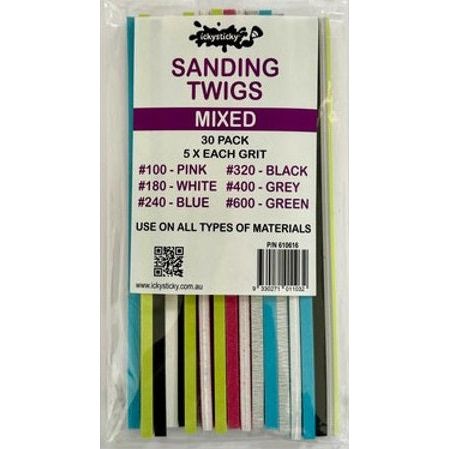 Icky Sticky [610616] Mixed Sanding Twigs (30 pk) - 5ea #100, #180, #240, #320, #400 & #600 grit