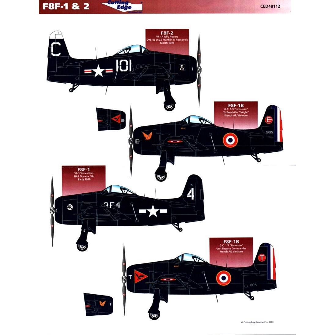 Cutting Edge [CED48112] F8F Bearcat: US Navy & French Air Force Bearcats, 1/48