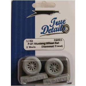 True Details [32001], P-51 Mustang main wheels (diamond tread), 1/32