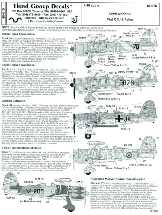 Third Group [48-015] Multi-national Fiat CR.42 Falco, 1/48