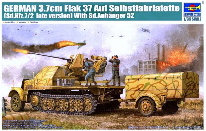 Trumpeter [01526] Sdkfz.7/2 armoured cab (late) w/ Flak 37 & SdAnhanger 52 trailer, 1/35