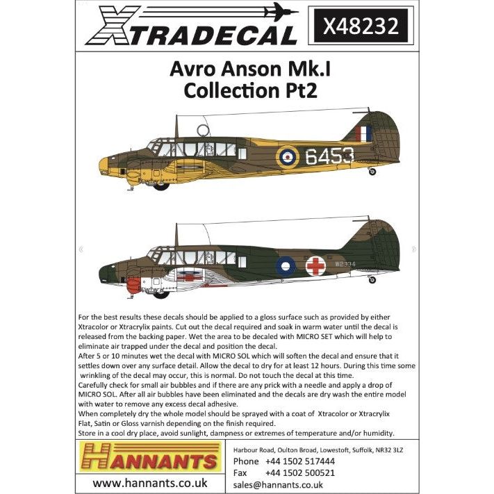 Xtradecal [X48232] Avor Anson Mk.I Collection, Pt.2, 1/48